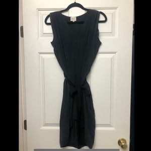 Silk High-Low Wrap Dress in Charcoal